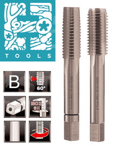 Комплект метчиков (2-шт) М18х1.0  DIN2181 HSS-G 6h 80мм a=11 H-Tools