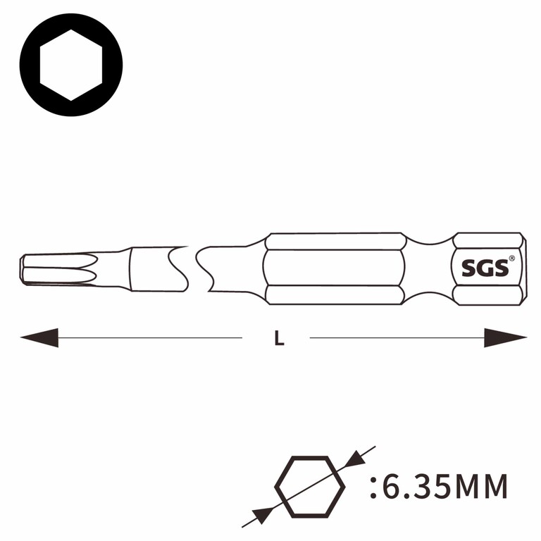 Бита шестигранная HEX 4.0х50мм S2 (5 штук) SGS